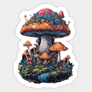 Fantasy magic mushroom grove Sticker